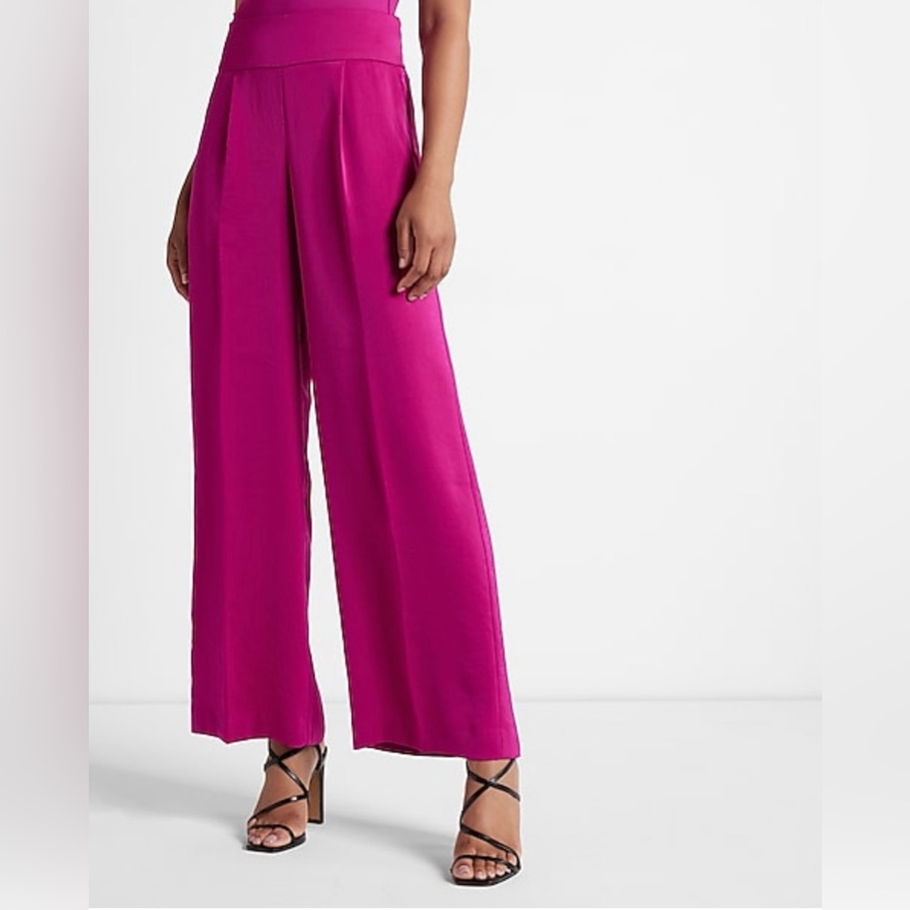 Super high waisted satin wide leg pants